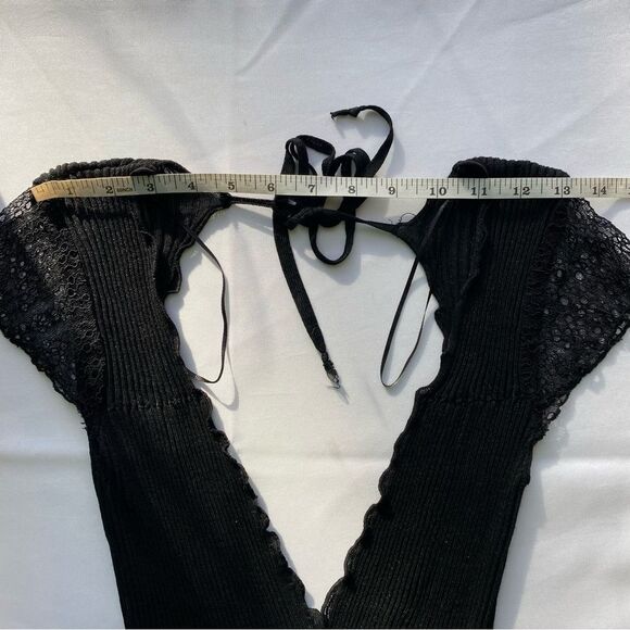 Zara Knit Italian Yarn Black Lace Open Back Maxi Dress Size Small - Picture 15 of 16